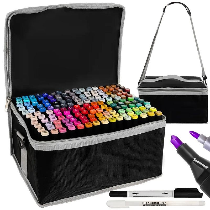 Set 168 markere colorate, pentru scris si subliniat, geanta depozitare, format XXL image3